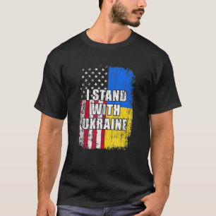 Retro-ukrainsk amerikansk Flagga Jag står i Ukrain T Shirt