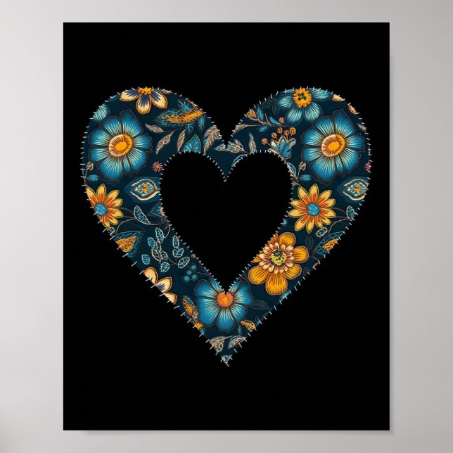 Retro ukrainsk stilmönster Ukraina hjärta Poster (Framsidan)