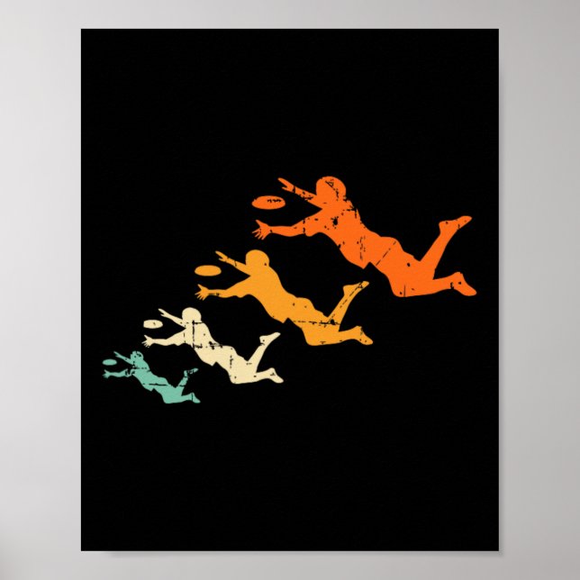 Retro Ultimate Frisbee Player Vintage Disc Ultimat Poster (Framsidan)