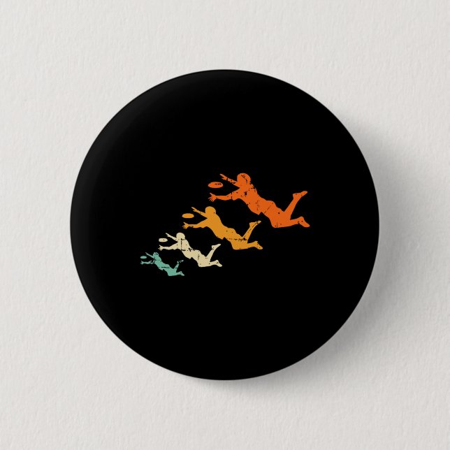Retro Ultimate Frisbee-spelare Vintage Disc Ultima Knapp (Framsida)