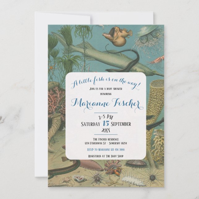 Retro Under The Sea Baby Shower-inbjudan (Framsida)