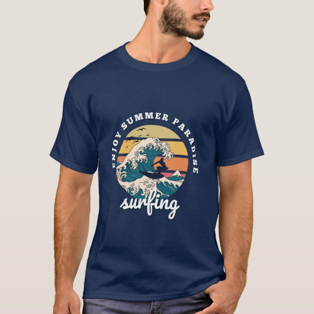 Retro underbar våg, njut av t-shirt från sommaren (Framsida)