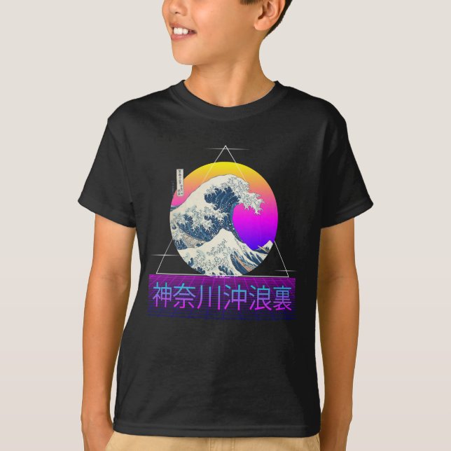 Retro Underbar Wave av Kanagawa Vaporwave T Shirt (Framsida)