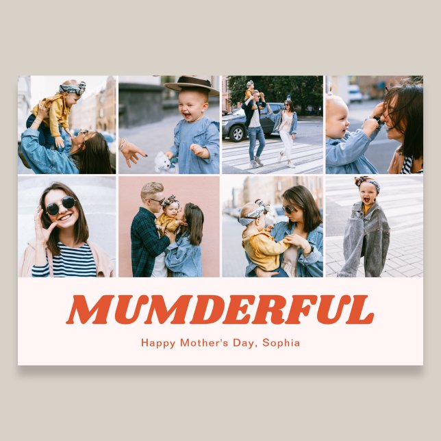 Retro Underbara Mors Dag 12 Foto Collage Rosa Julkort (Skapare uppladdad)