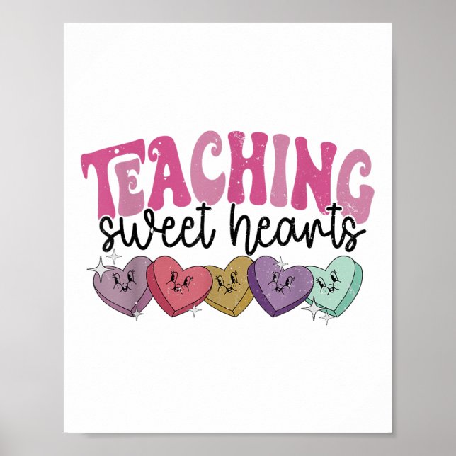Retro undervisar Sweethearts Candy Heart Teacher V Poster (Framsidan)