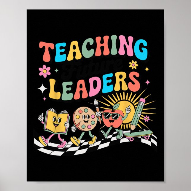 Retro Undervisning Framtida Ledare Groovy Lärare B Poster (Framsidan)