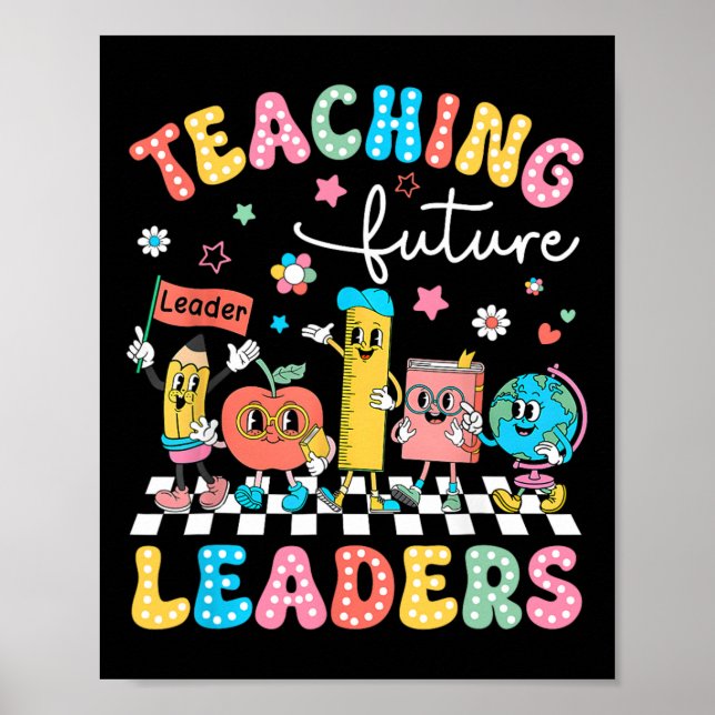 Retro Undervisning Framtida Ledare Groovy Lärare B Poster (Framsidan)