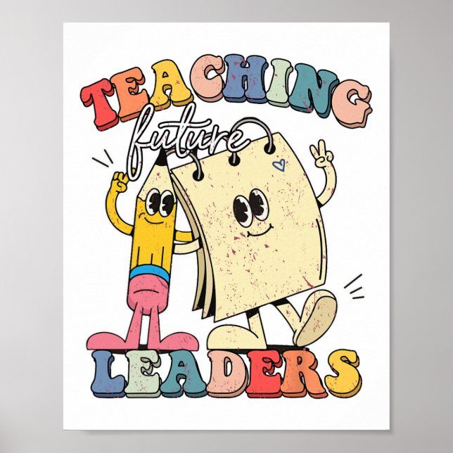 Retro Undervisning Framtida Ledare Groovy Lärare C Poster (Framsidan)