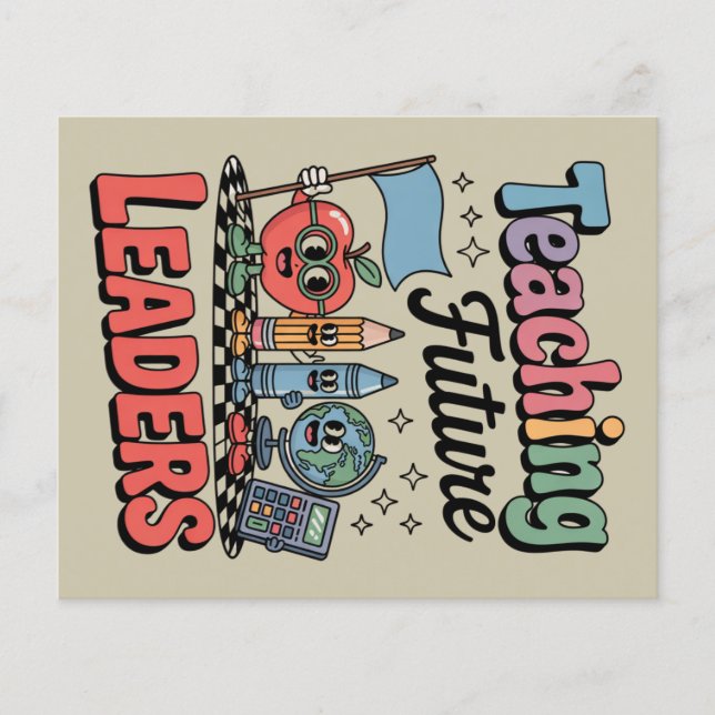 Retro Undervisning Framtida Ledare Groovy Lärare Flygblad (Framsidan)