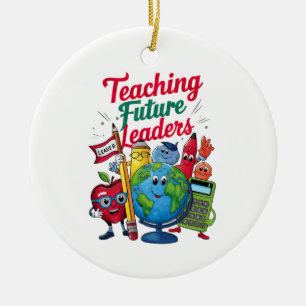 Retro Undervisning Framtida Ledare Lärare Skola Julgransprydnad Keramik