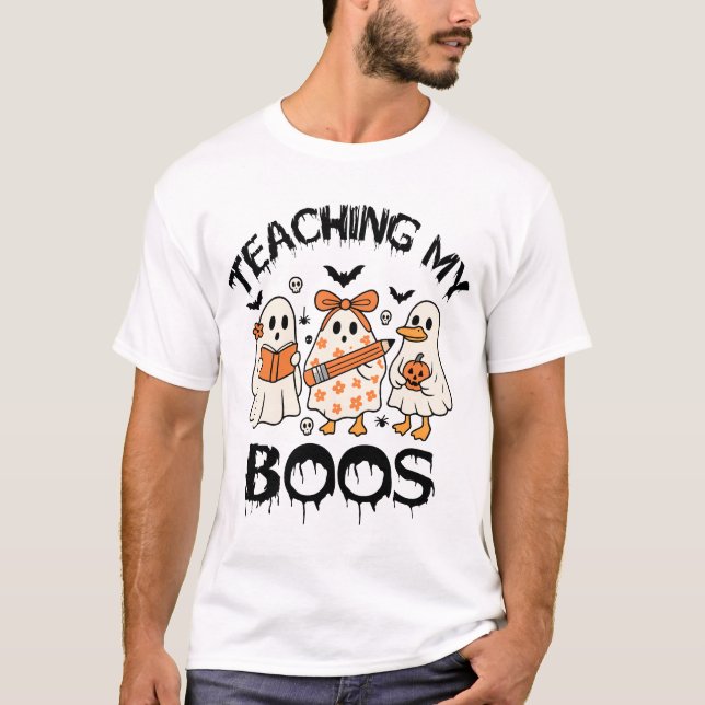 Retro undervisning mina bossar Halloween T Shirt (Framsida)
