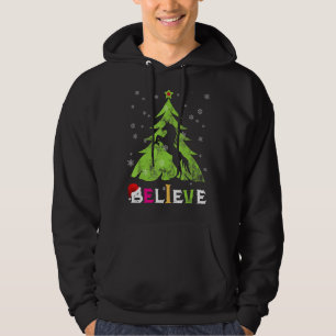 Retro Unicorn Älskare Tro Santa Hat Grunge Chri Hoodie