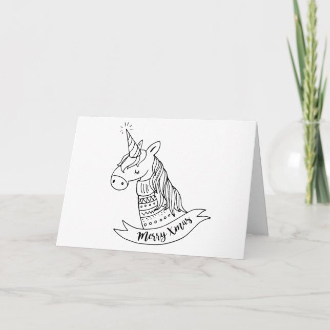 Retro Unicorn hejar allt lycklig alltid Helgkort (Framsida)