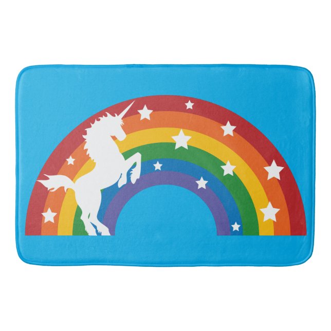 Retro Unicorn Rainbow Bath Mat Badrumsmatta (Framsidan)