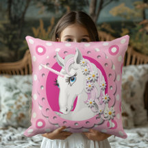 Retro Unicorns och Daisy Mönster på Rosa