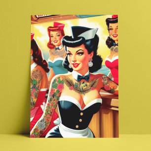 Retro Uniform Girls Vykort