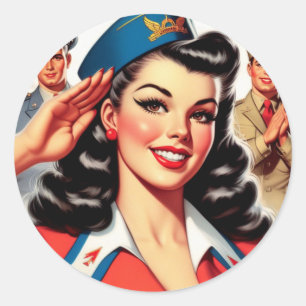Retro Uniform Pin-up Runt Klistermärke
