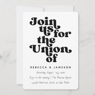 Retro Union Black and White Bröllop Inbjudningar