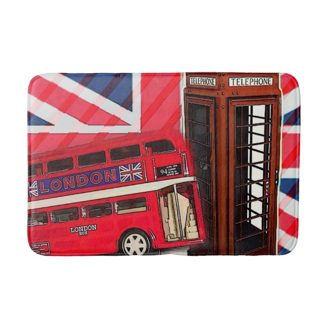 Retro Union Jack London Buss röd telefonduk Badrumsmatta (Framsidan)