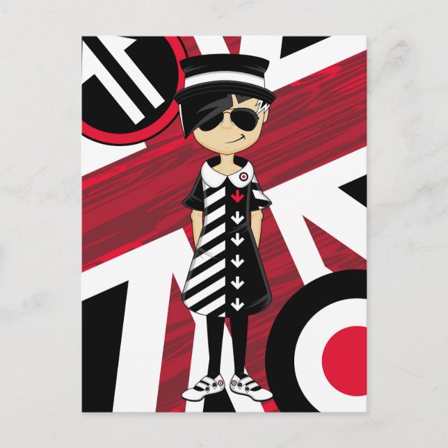 Retro Union Jack Mod Girl Vykort (Framsida)