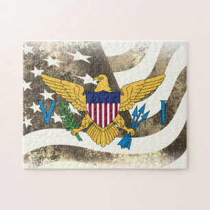 Retro United Stater och Virgin Islands Flagga USVI Pussel