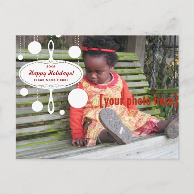 Retro uppdaterad helgdagprydnad - helg vykort (Framsida)