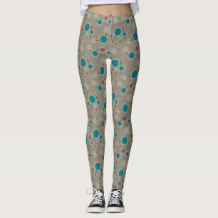 Retro-uppspelande litet molekyler Universe Blue-Gr Leggings