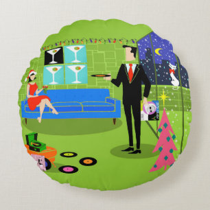 Retro Urban-julklumpar Rund Pillow Kudde