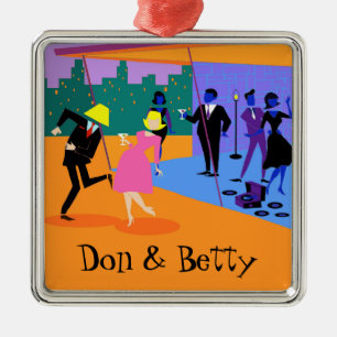 Retro Urban Rooftop Party jul Ornament