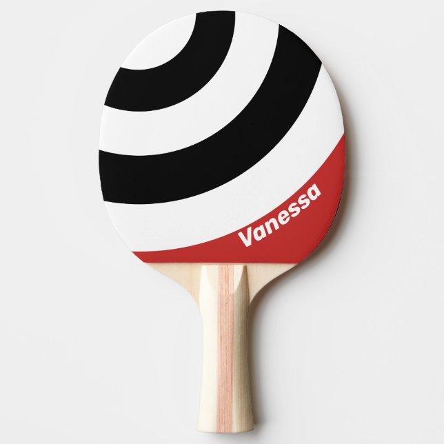 Retro Urban Sebra Cirkelrand med Namn Pingisracket (Framsidan)