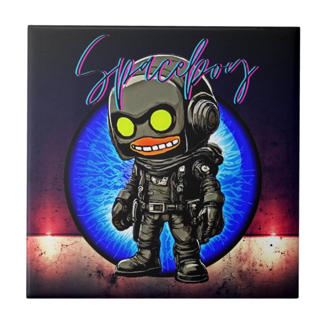 Retro Urban Steampunk Aesthetic - Spaceboy Fantasy Kakelplatta (Framsidan)