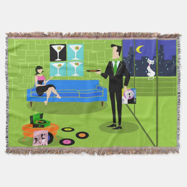 Retro Urban-Tecknad Blankett med dubbelt projektio Filt (Framsidan)