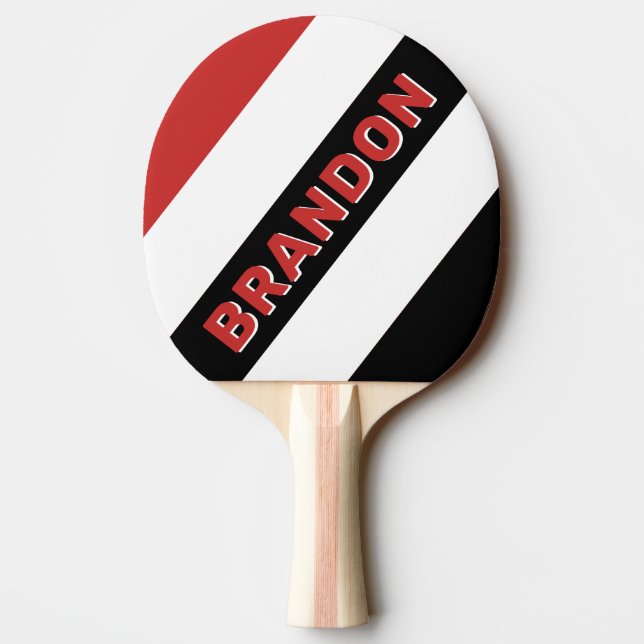 Retro Urban Zebra Fet Ränder med Namn Pingisracket (Baksidan)