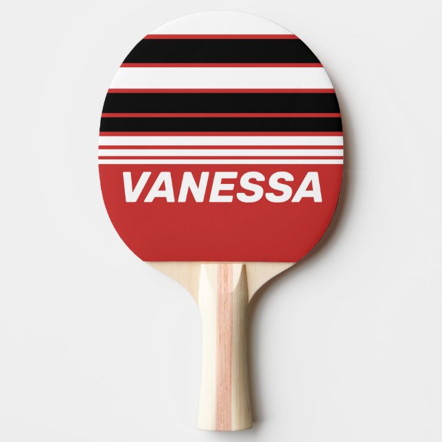 Retro Urban Zebra Horizon Randig med namn Pingisracket (Framsidan)