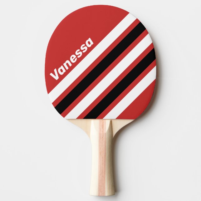 Retro Urban Zebra Sneda Ränder med Namn Pingisracket (Framsidan)