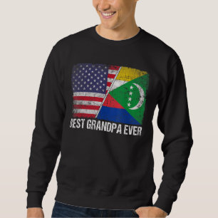 Retro Us Comoros Flagga Best Grandpa Aldrig Pappor Lång Ärmad Tröja
