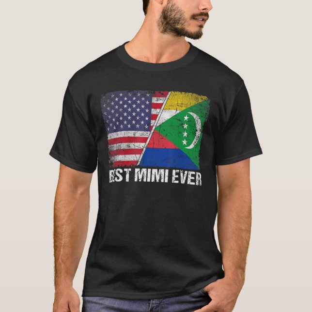 Retro US Comoros Flagga Best Mimi Now Mors dag T Shirt (Framsida)
