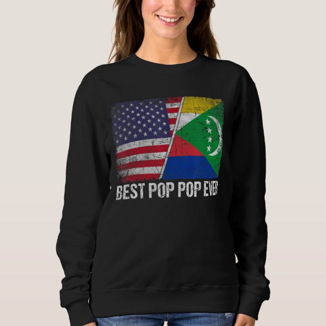 Retro US Comoros Flagga Best Pop Pop någonsin Far T Shirt (Framsida)