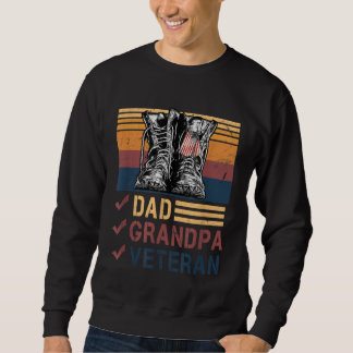 Retro US Flag Stridsstövlar Pappa Farfar Veteran M Lång Ärmad Tröja