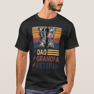 Retro Us Flagga Combat Boots Pappa Grandpa Veteran T Shirt
