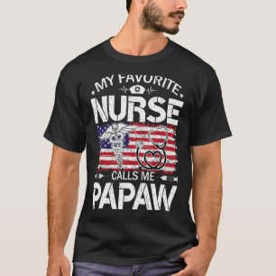Retro US Flagga My Favorite Nurse kallar mig Papaw T Shirt