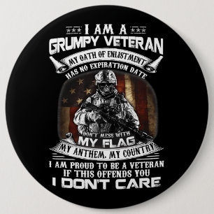 Retro US Flagga Veteran Day är inte med min Flagg Knapp