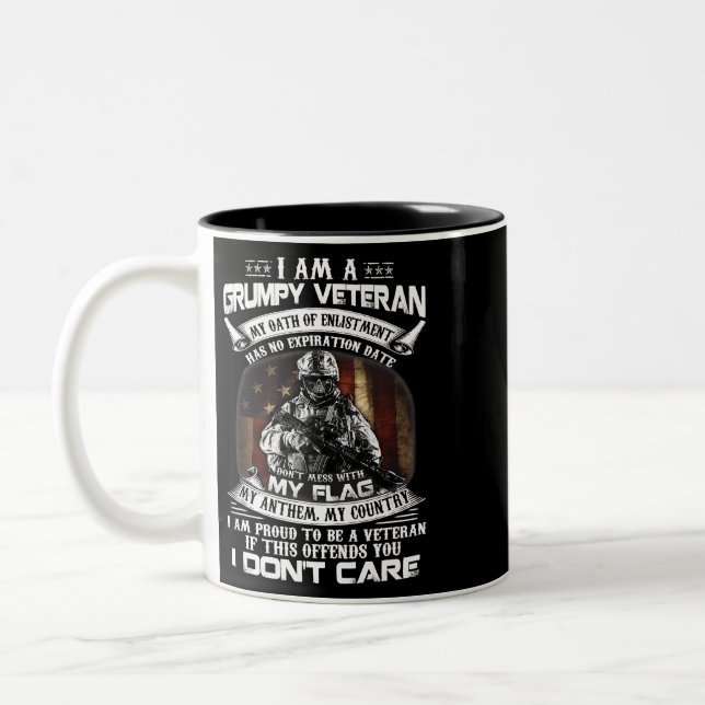 Retro US Flagga Veteran Day är inte  med min Flagg Två-Tonad Mugg (Vänster)