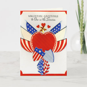 Retro US Militär Alla hjärtans dagskort Helgkort