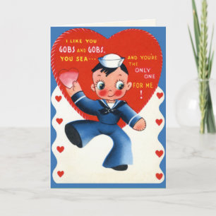 Retro US Military Valentine Day Card - flottan Helgkort