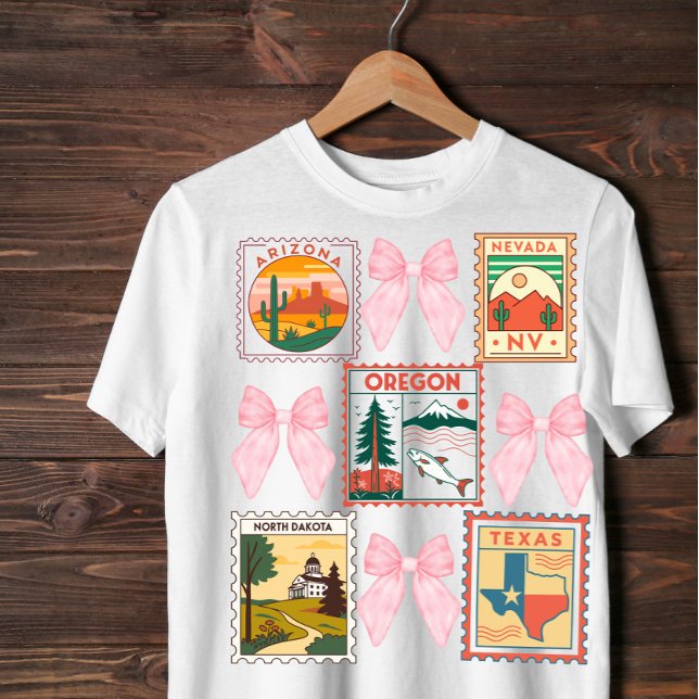 Retro US Stater Coquette Postal Frimärke Design T Shirt (Skapare uppladdad)
