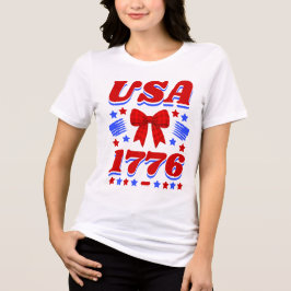 Retro USA 1776 Röd Gingham Fluga T-Shirt