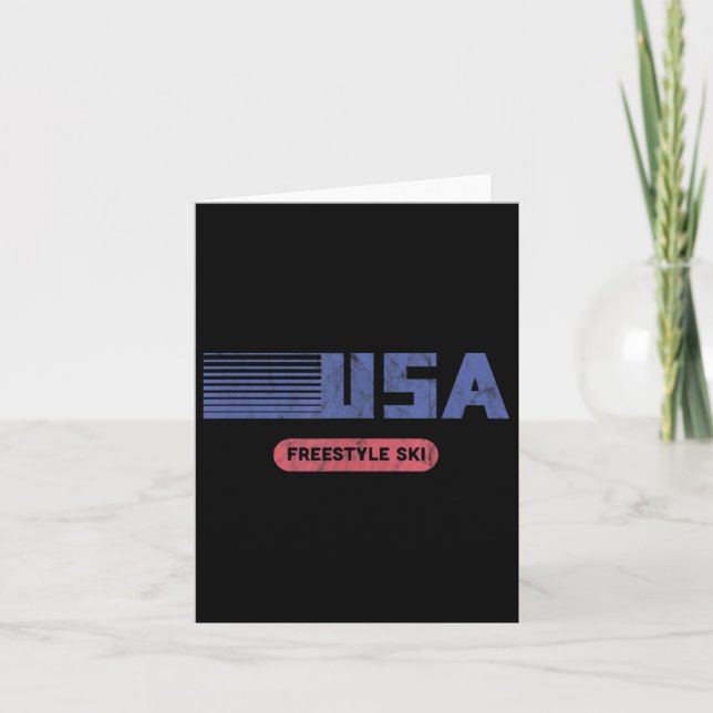 Retro Usa 2022 Team American Freestyle Skiing Ski Kort (Framsida)