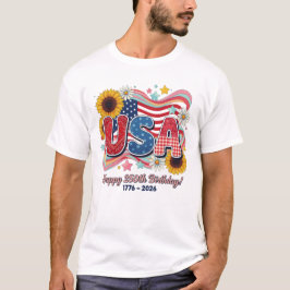 Retro USA 250-års födelsedag Solros-grafik T Shirt