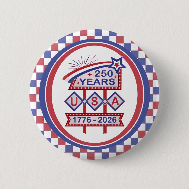 Retro USA 250-årsjubileum Fasadskylt 1776-2026 Knapp (Framsida)